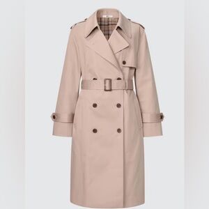 Uniqlo Tan Trench Coat with Belted Waist and Storm Flap